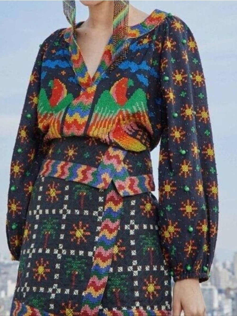 Farm Rio Easy Fit Macaw Night Blouse